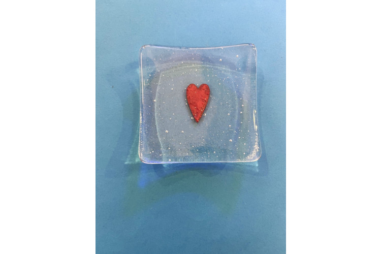 Little Orchard Glass Clear Red Heart