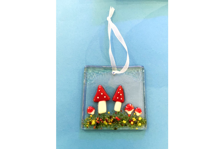 Little Orchard Glass Toadstools Suncatcher