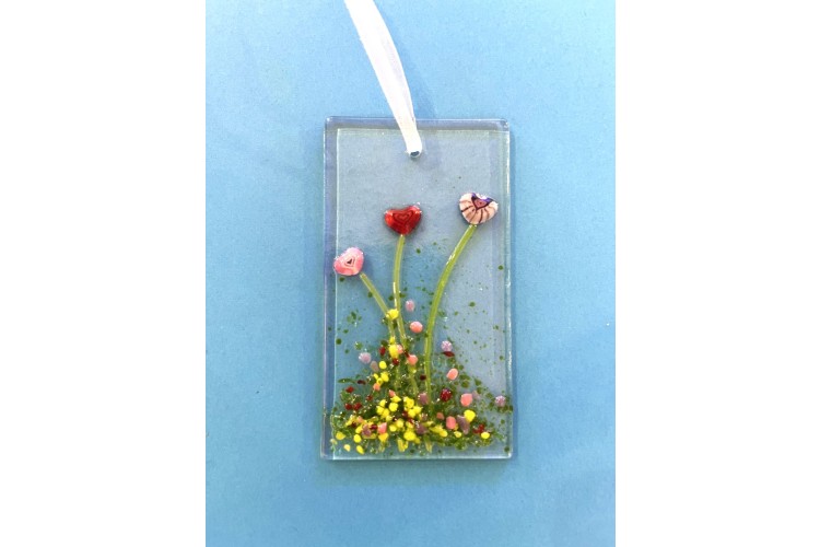 Little Orchard Glass 3 Heart Flower Suncatcher