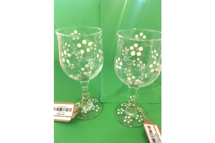Sweetpea & Bumble White/Gold Flower Wine Glass