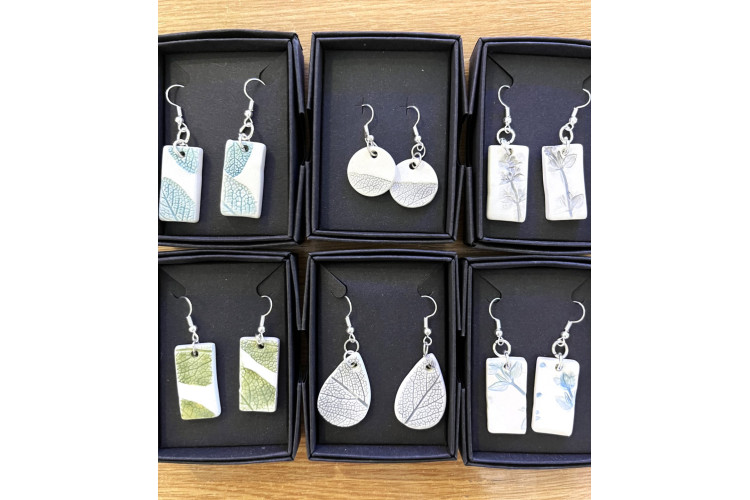 White Willow Art Earrings